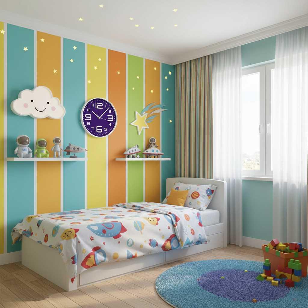 Colorful Cartoon Wall Clock | Kids Wall Clock Decor 30cm