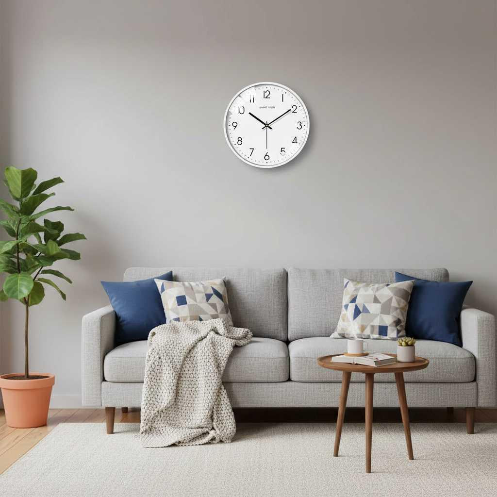 Silent White Round Wall Clock | Modern Wall Clock Decor