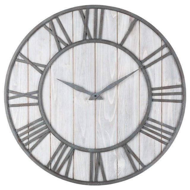 Wood and Metal Round Wall Clock | Industrial Style 40cm 3