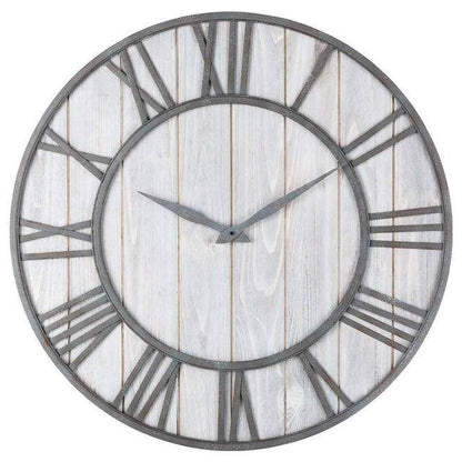 Wood and Metal Round Wall Clock | Industrial Style 40cm 3